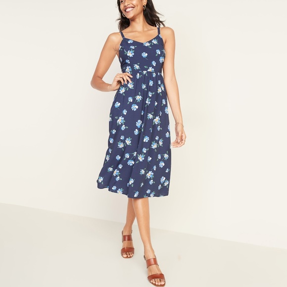 old navy fit and flare cami midi dress